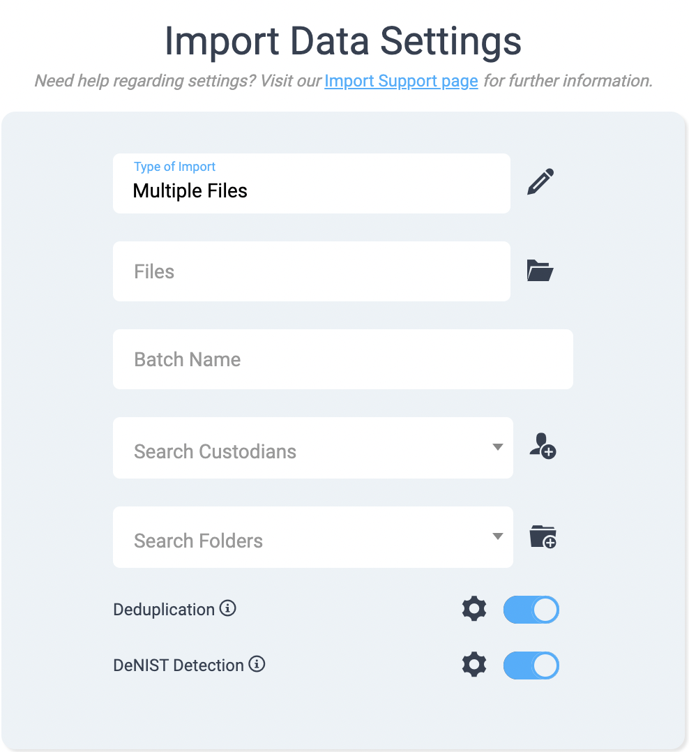 DeNIST Ediscovery Data Upon Import in Nextpoint